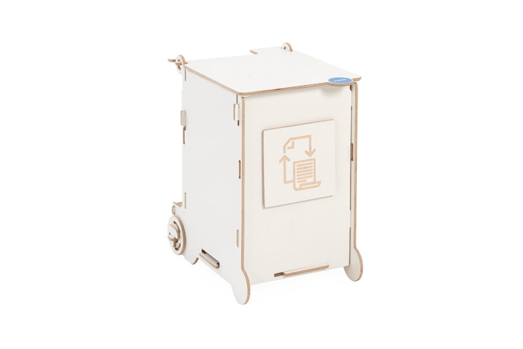 30L white SORTAIDER recycling station, perfect for homes, offices, and cafes. Features compartments for plastic, paper, and general waste in a sleek, space-saving design