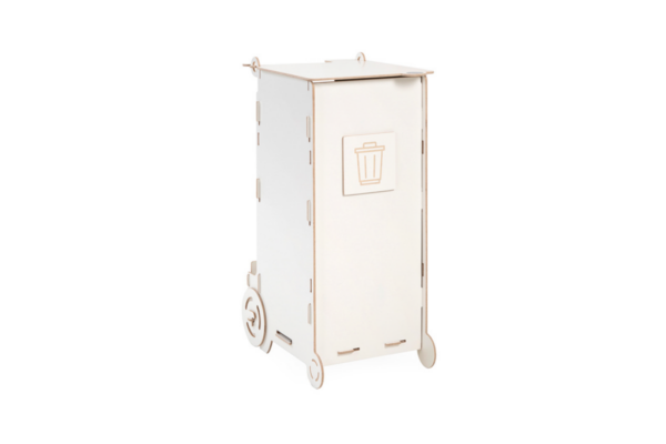 90L white SORTAIDER recycling station with multiple compartments for plastic, paper, general, and organic waste. Perfect for offices, schools, and public spaces with a modern, eco-friendly design