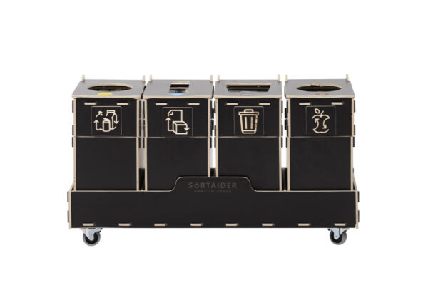 Recycling bin – A sleek and functional 10-liter brown recycling bin with 4 compartments, blending modern design with sustainability.