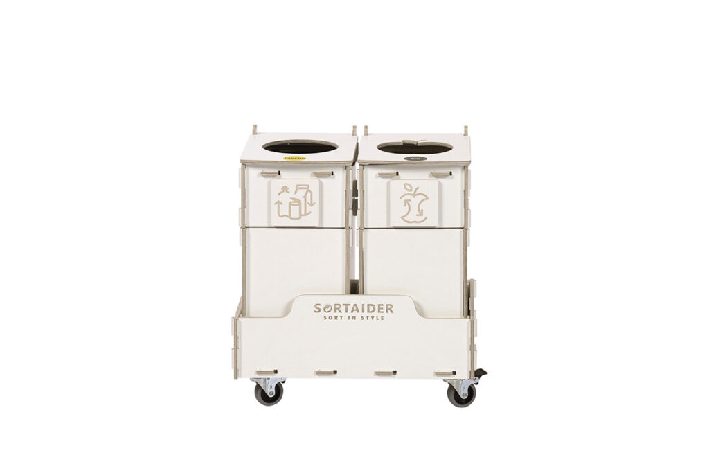 Recycling bin – A durable and eco-friendly 10-liter white recycling bin with 2 compartments, designed for efficient recycling management.