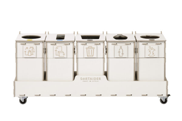 Recycling bin – A compact and efficient 10-liter white recycling bin with 5 compartments, suitable for diverse waste sorting needs.