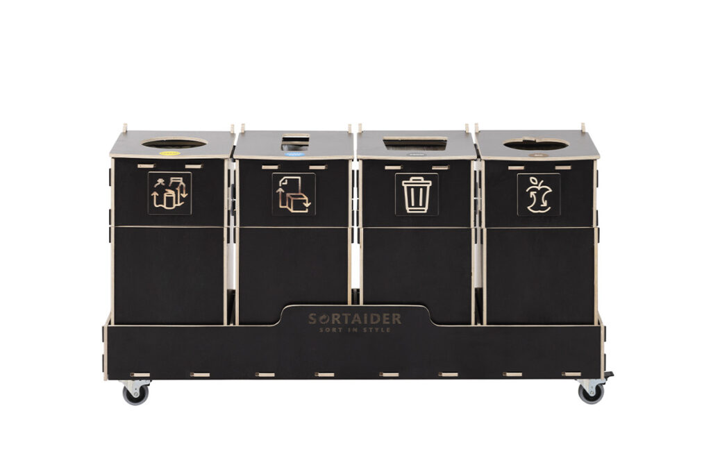 Recycling bin – A sleek and functional 20-liter brown recycling bin with 4 compartments, blending modern design with sustainability.