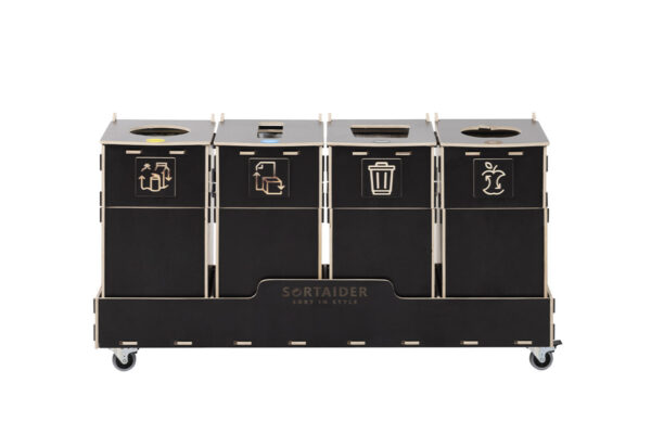 Recycling bin – A sleek and functional 20-liter brown recycling bin with 4 compartments, blending modern design with sustainability.