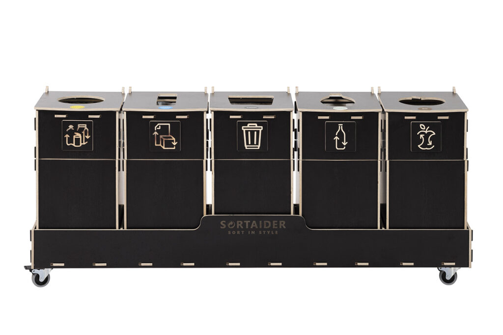 Recycling bin – A compact and efficient 20-liter brown recycling bin with 5 compartments, suitable for diverse waste sorting needs.