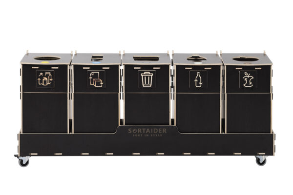 Recycling bin – A compact and efficient 20-liter brown recycling bin with 5 compartments, suitable for diverse waste sorting needs.