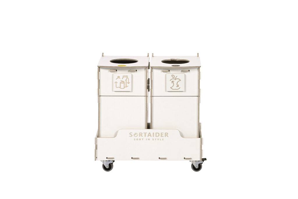 Recycling bin – A durable and eco-friendly 20-liter white recycling bin with 2 compartments, designed for efficient recycling management.