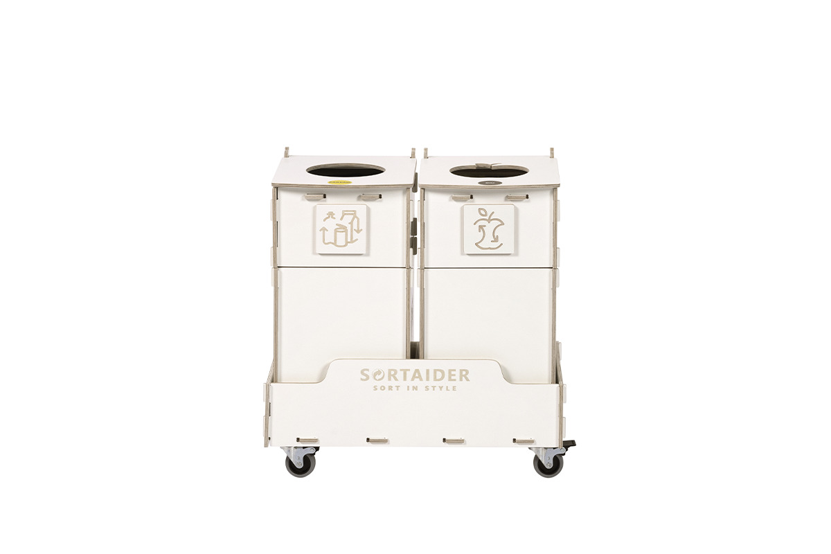 Recycling bin – A durable and eco-friendly 20-liter white recycling bin with 2 compartments, designed for efficient recycling management.