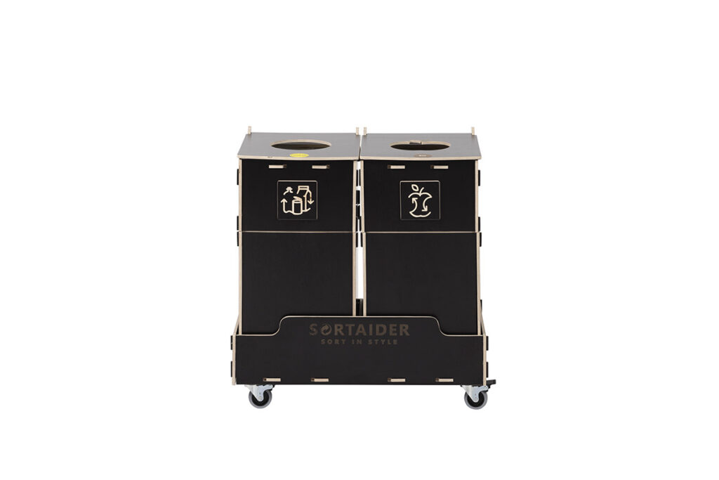 Recycling bin – A durable and eco-friendly 30-liter brown recycling bin with 2 compartments, designed for efficient recycling management.