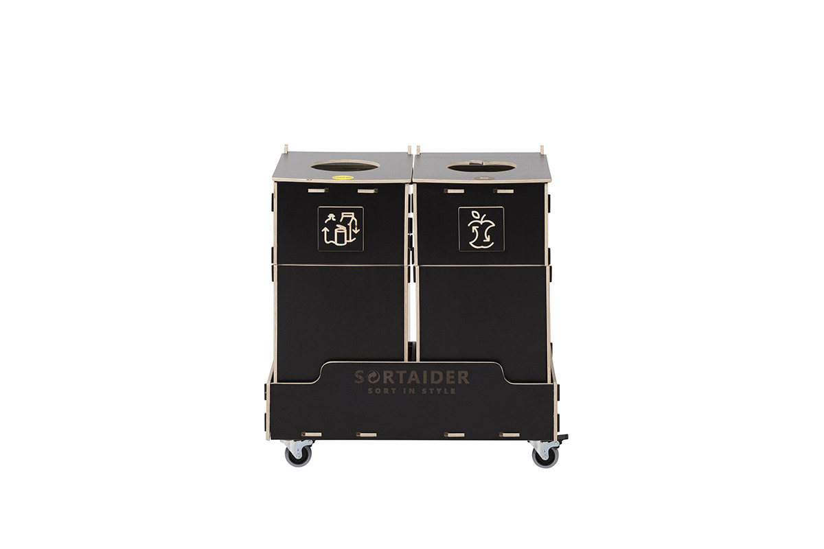 Recycling bin – A durable and eco-friendly 30-liter brown recycling bin with 2 compartments, designed for efficient recycling management.
