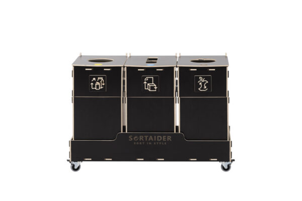 Recycling bin – A practical 30-liter brown recycling bin featuring 3 compartments, perfect for organized waste separation.