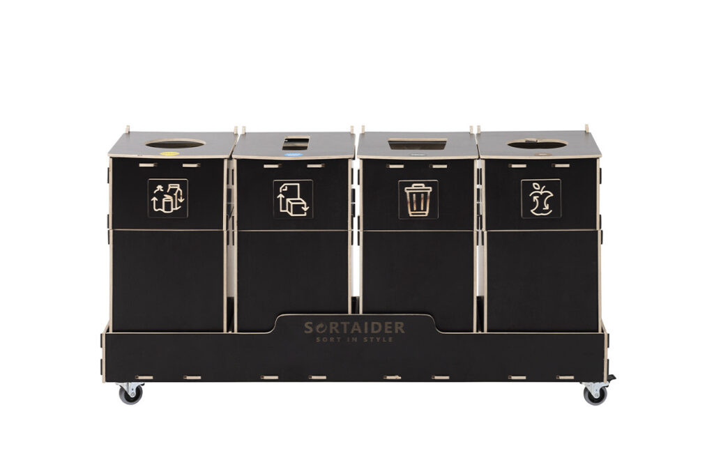 Recycling bin – A practical 30-liter brown recycling bin featuring 3 compartments, perfect for organized waste separation.