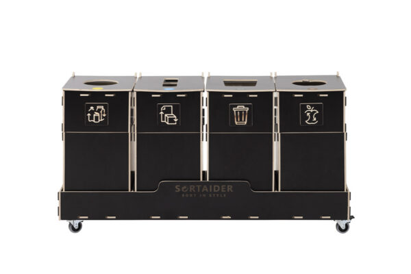 Recycling bin – A practical 30-liter brown recycling bin featuring 3 compartments, perfect for organized waste separation.