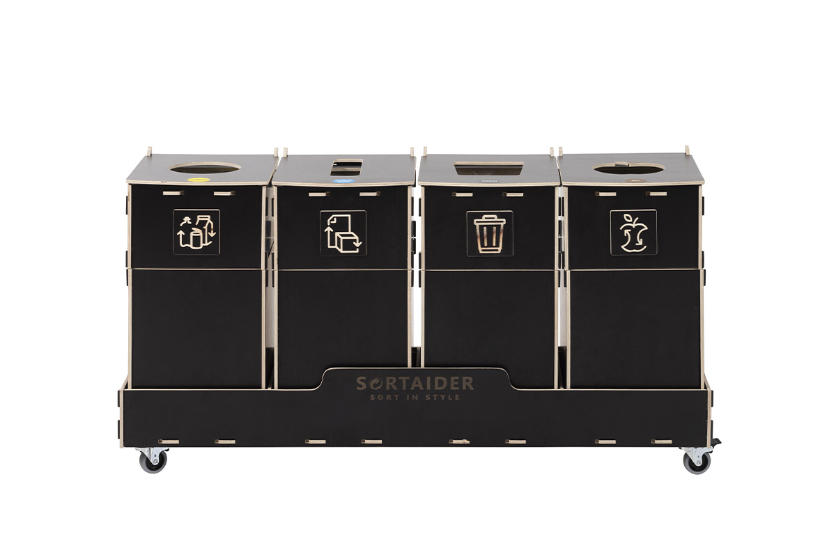 Recycling bin – A practical 30-liter brown recycling bin featuring 3 compartments, perfect for organized waste separation.