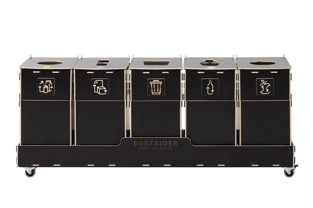 Recycling bin – A compact and efficient 30-liter brown recycling bin with 5 compartments, suitable for diverse waste sorting needs.