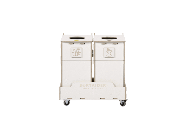 Recycling bin – A durable and eco-friendly 30-liter white recycling bin with 2 compartments, designed for efficient recycling management.