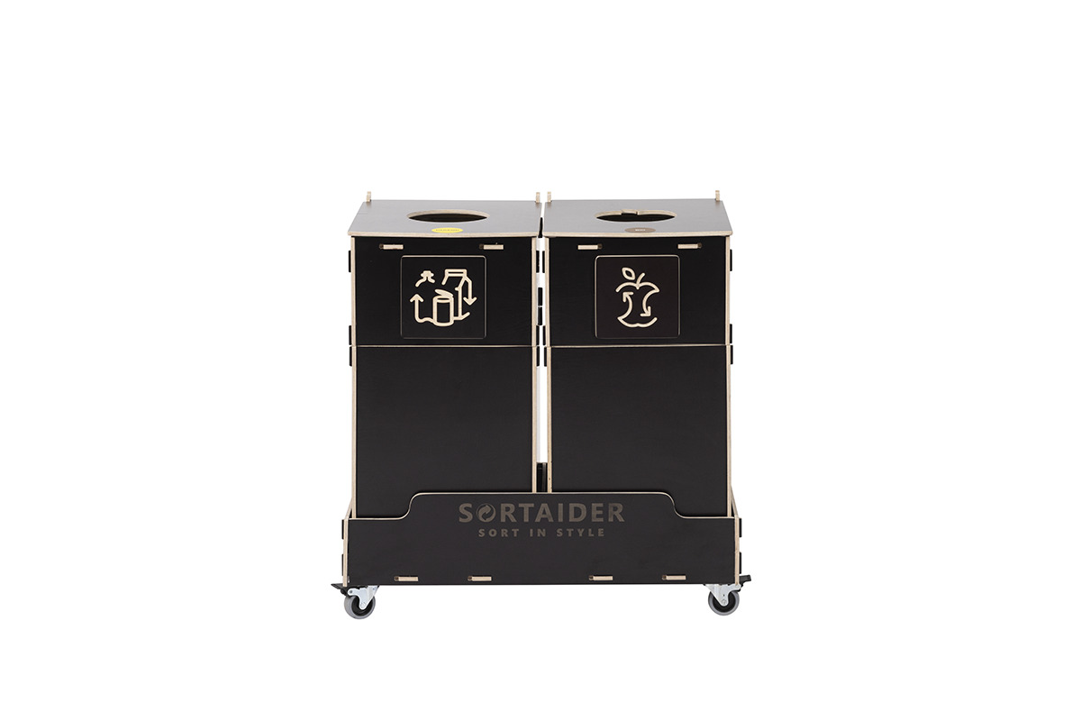 Recycling bin – A durable and eco-friendly 40-liter brown recycling bin with 2 compartments, designed for efficient recycling management.