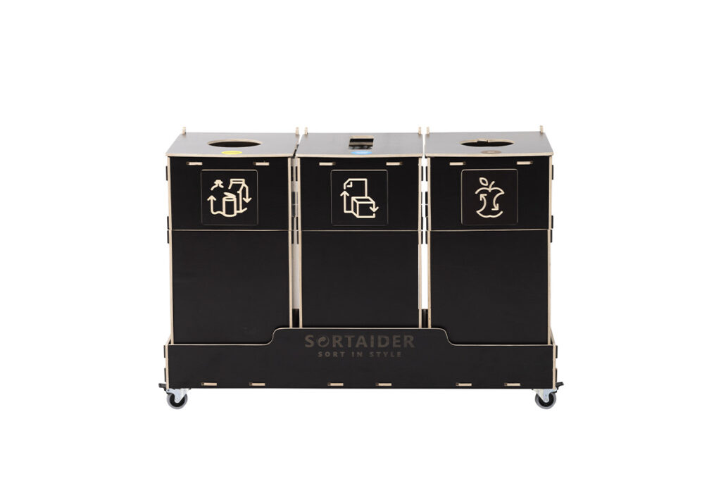 Recycling bin – A practical 40-liter brown recycling bin featuring 3 compartments, perfect for organized waste separation.