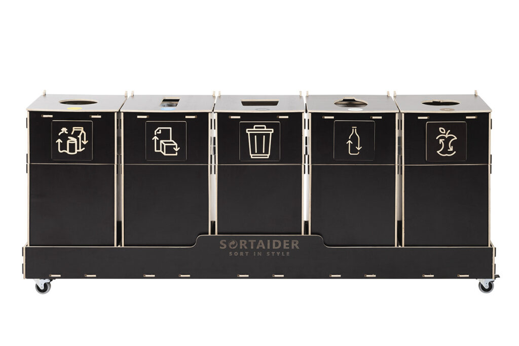 Recycling bin – A compact and efficient 40-liter brown recycling bin with 5 compartments, suitable for diverse waste sorting needs.