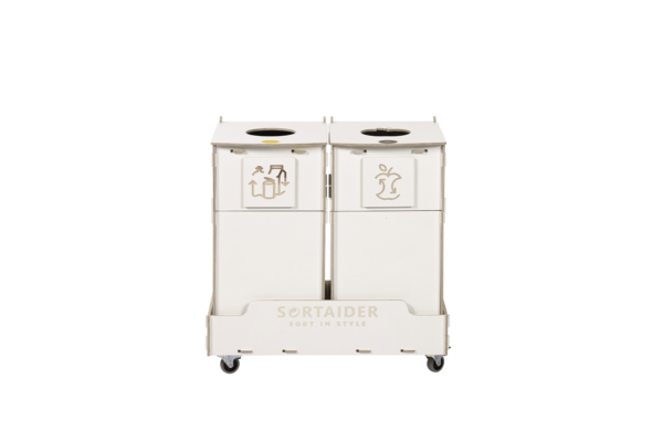 Recycling bin – A durable and eco-friendly 40-liter white recycling bin with 2 compartments, designed for efficient recycling management.