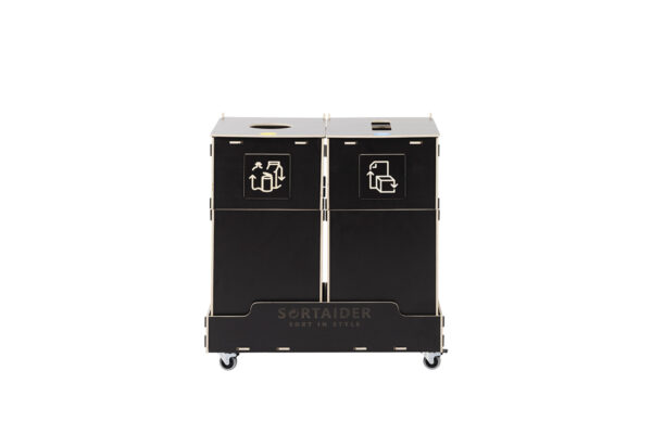 Recycling bin – A durable and eco-friendly 60-liter brown recycling bin with 2 compartments, designed for efficient recycling management.