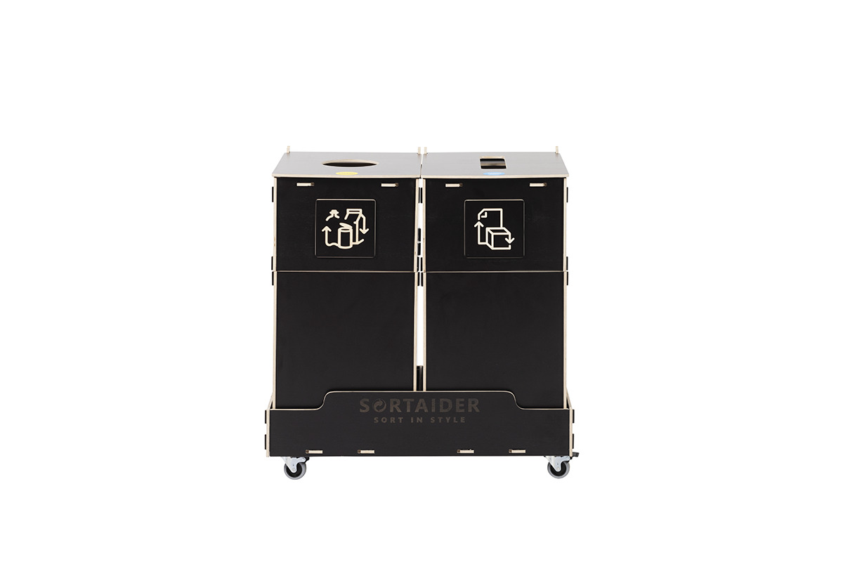 Recycling bin – A durable and eco-friendly 60-liter brown recycling bin with 2 compartments, designed for efficient recycling management.