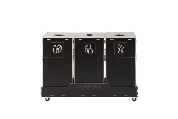 Recycling bin – A practical 60-liter brown recycling bin featuring 3 compartments, perfect for organized waste separation.