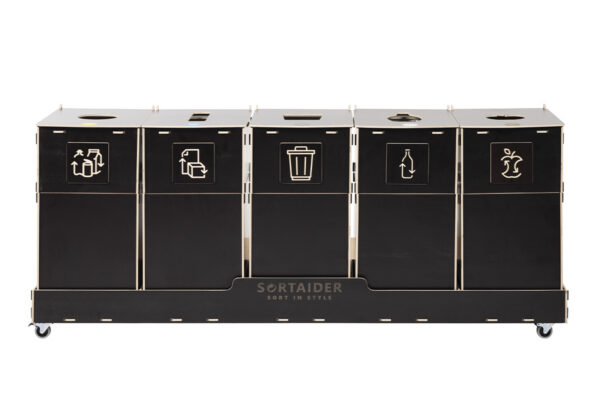 Recycling bin – A compact and efficient 60-liter brown recycling bin with 5 compartments, suitable for diverse waste sorting needs.