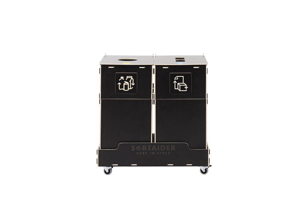 Recycling bin – A durable and eco-friendly 90-liter brown recycling bin with 2 compartments, designed for efficient recycling management.