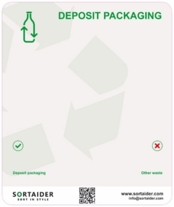 Vejledning til genbrug af pantemballage – flasker og dåser med pant, intet andet affald.