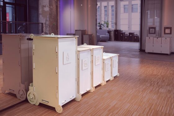 Separate collection of waste – Sortaider sorting bins with recycling instructions for effective waste management