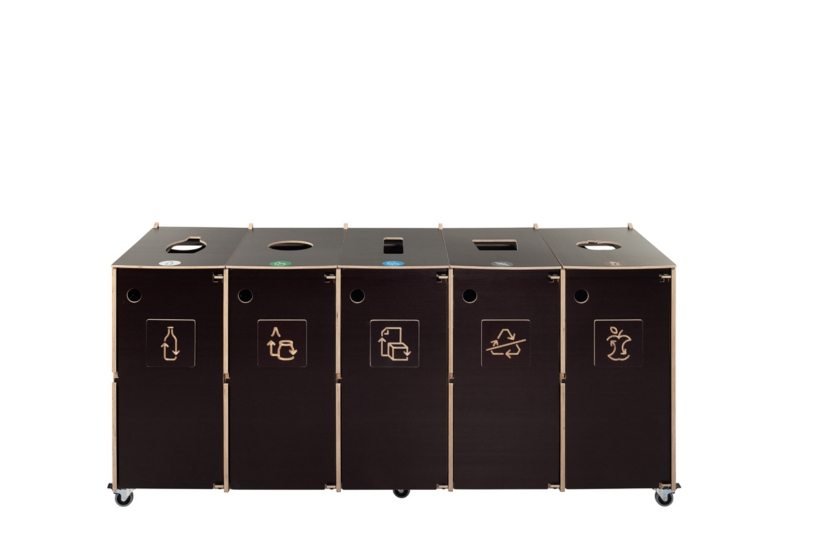 Recycling bin Ecolong 60B5 five-compartment sorting station on wheels