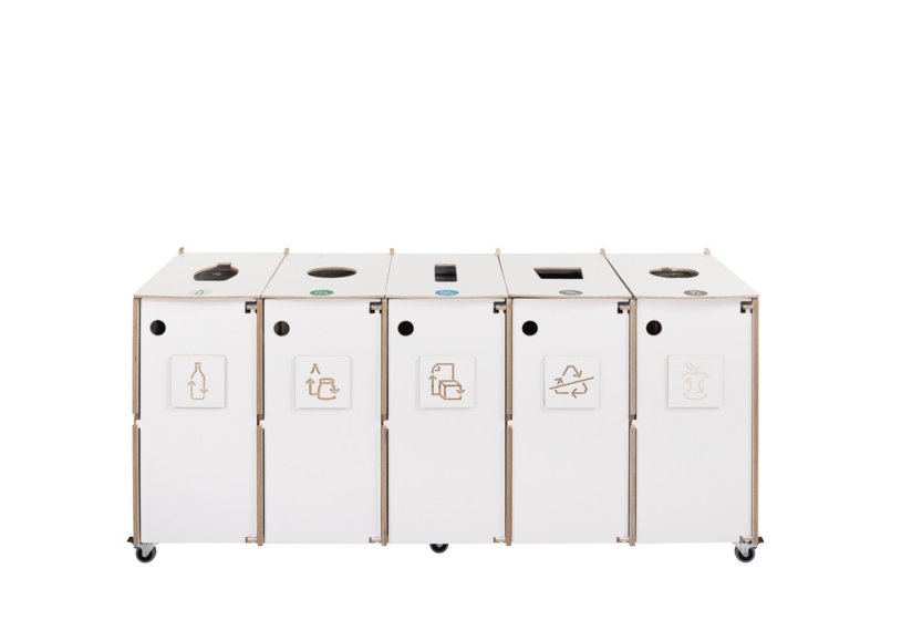 Recycling bin Ecolong 60W5 modular waste sorting station with five compartments