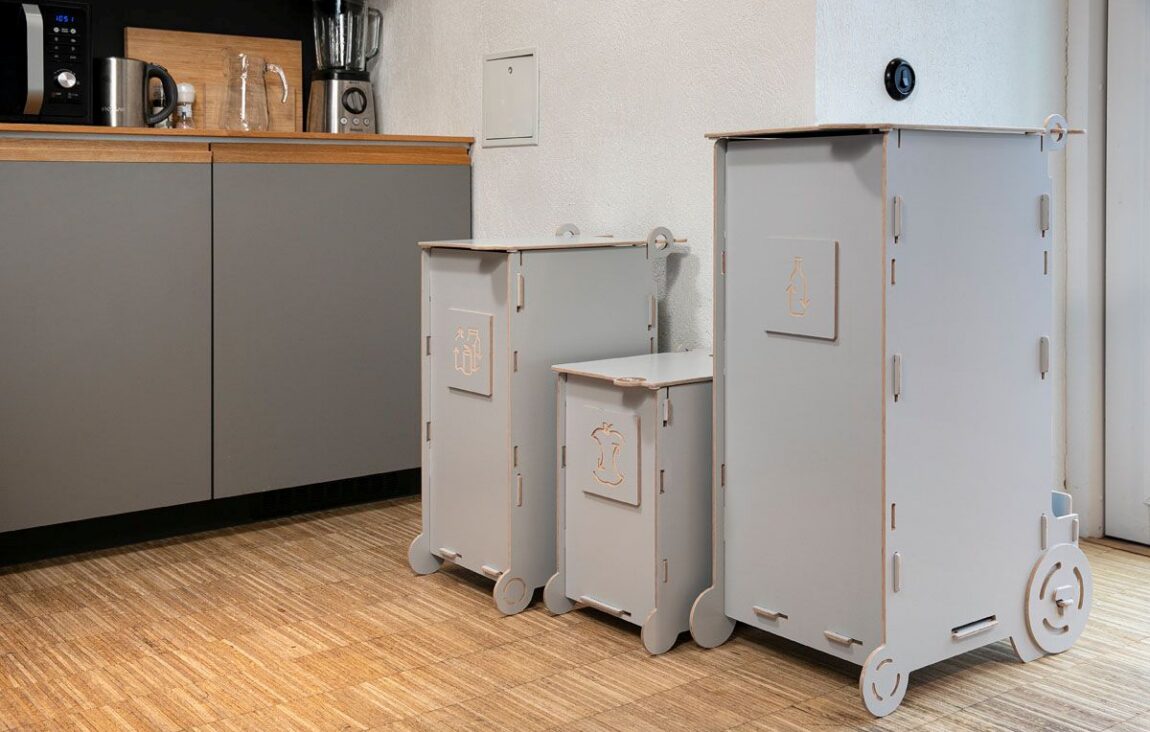 Waste bins for office and modern workplaces with lids designed for clean and organized office environments