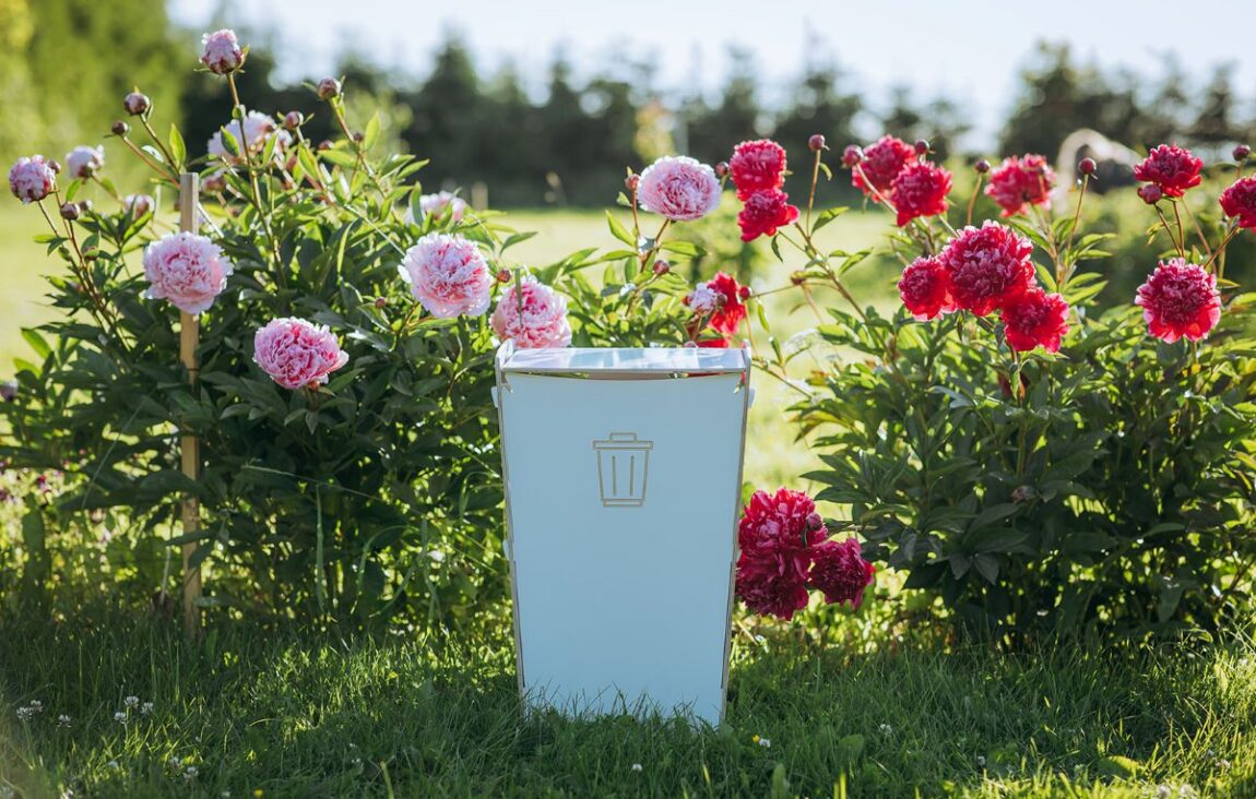 Waste bins placed in a public area to support intuitive waste disposal for passers-by.