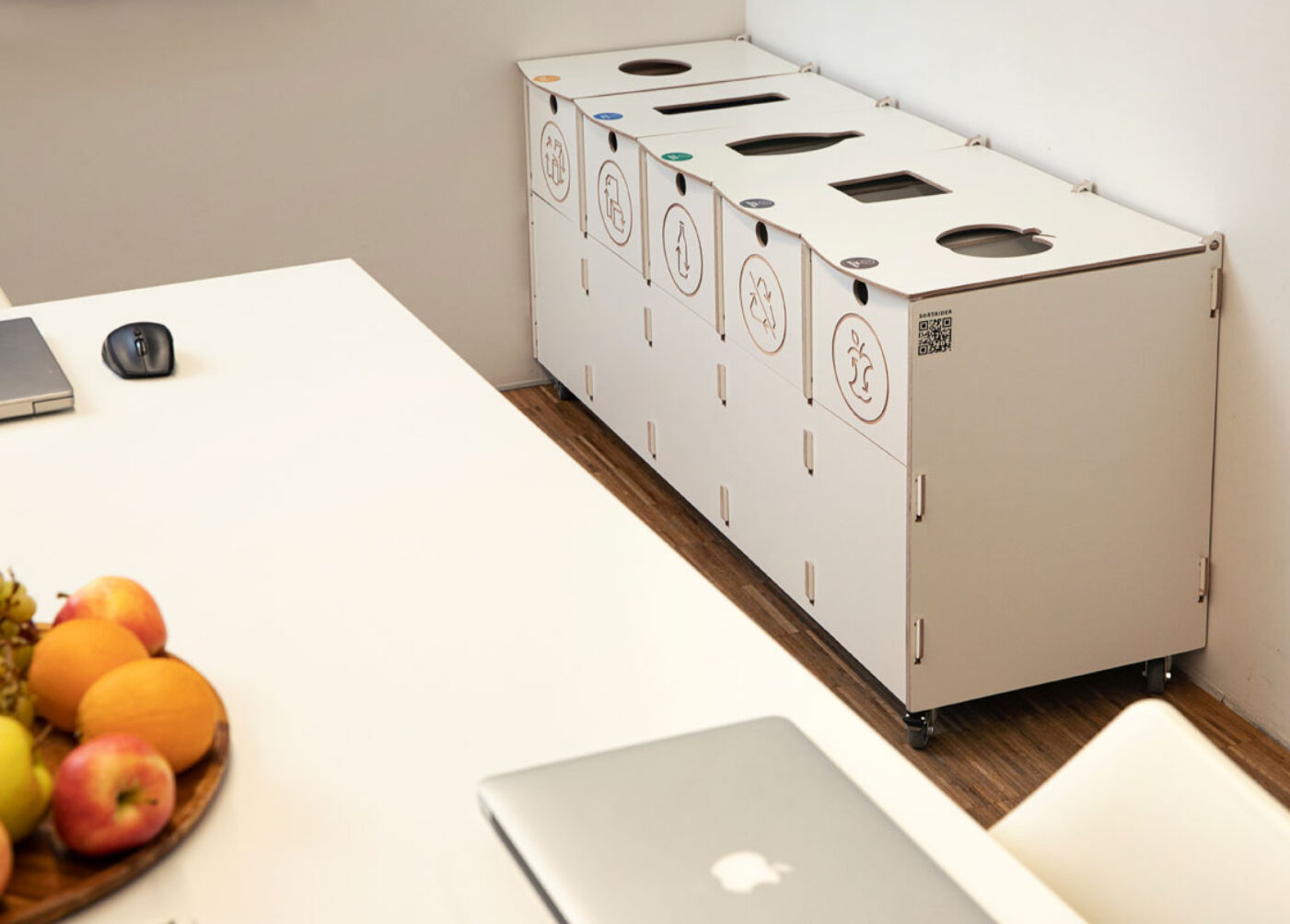Waste bins for retail stores used in a back-of-house area to support quick and confident waste sorting.