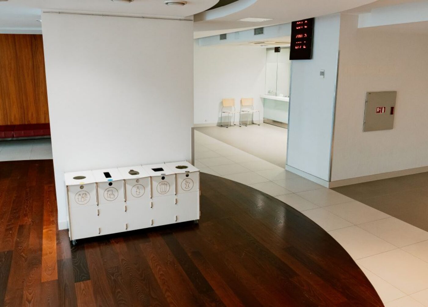 Recycling waste bins for organized and efficient recycling in offices, schools, or public spaces.