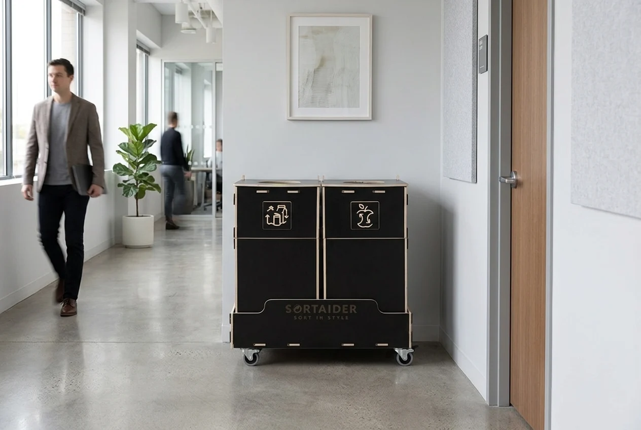 Central källsorteringsstation i kontorsmiljö