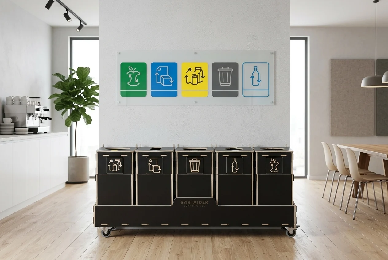 Källsorteringskärl med tydlig skyltning