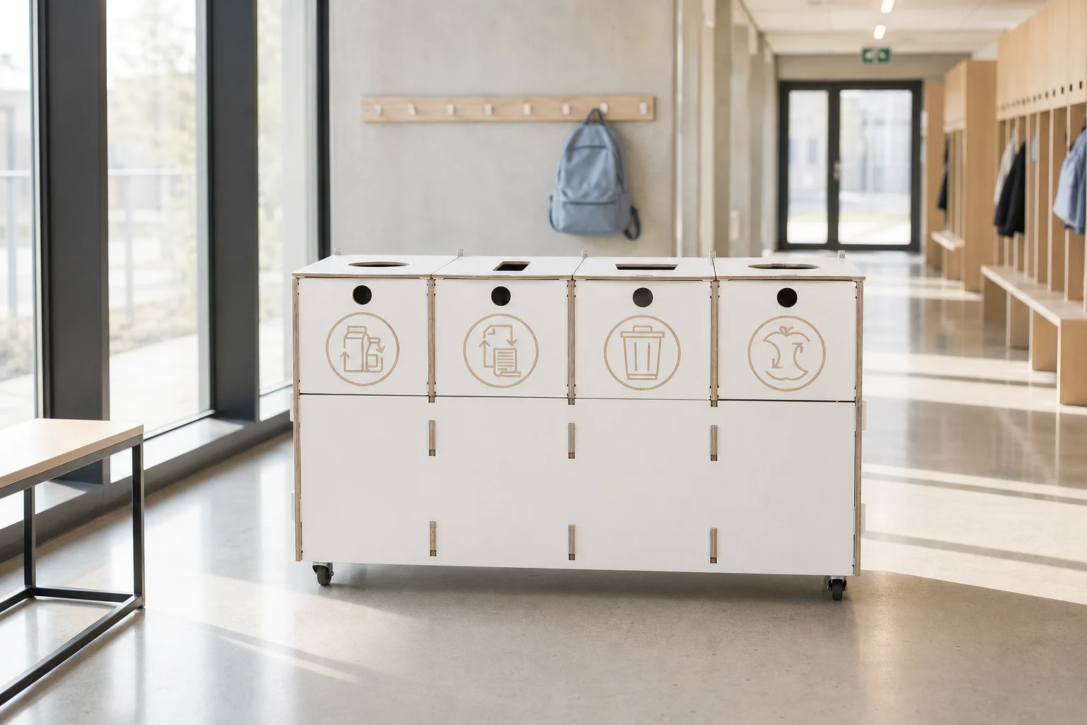 Sortaideri sorteerimisjaamad kaasaegse hoone koridoris