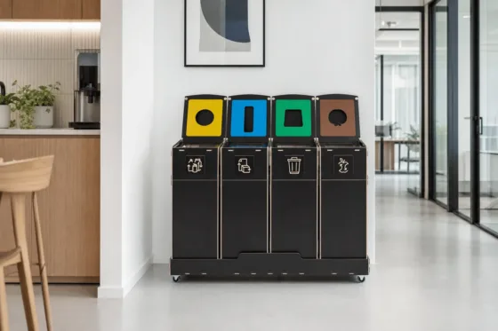 Color-coded recycling bins