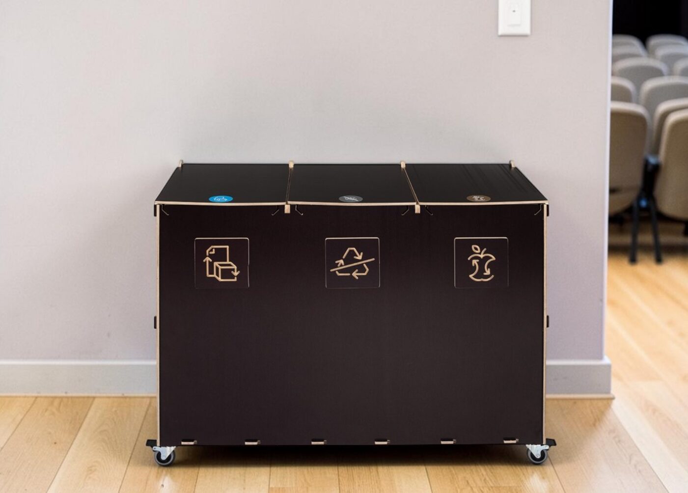 Assembly Hall Recycling Bin for Waste Sorting in assembly halls, auditoriums and educational facilities.