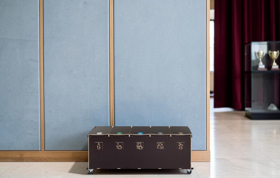 Auditorium Recycling Bin for Waste Sorting in auditoriums, assembly halls and educational event spaces.