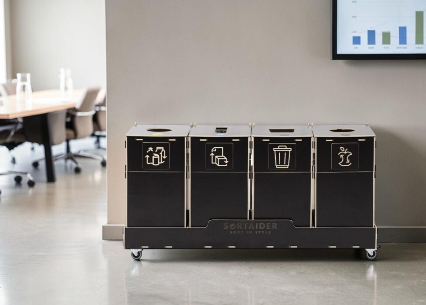 Boardroom Recycling Bin for Waste Sorting in boardrooms, executive meeting rooms and conference spaces.