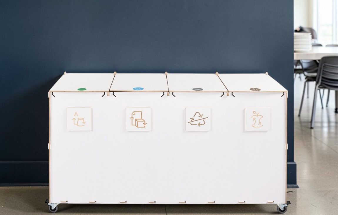 Cafeteria Recycling Bin for Waste Sorting in cafeterias, dining areas and educational facilities.