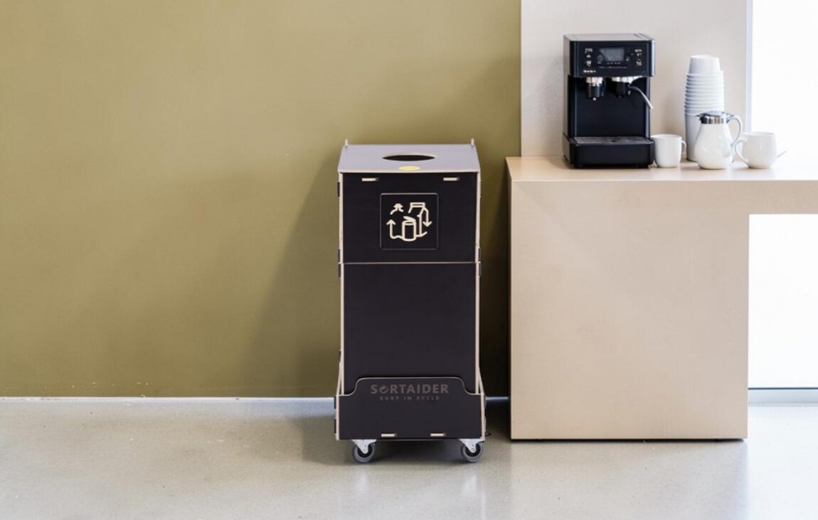 Coffee Area Recycling Bin for Waste Sorting in coffee areas, refreshment points and office beverage stations.