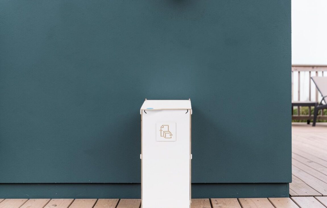 Deck Waste Bin for Waste Collection on decks, terraces and other residential outdoor living spaces.