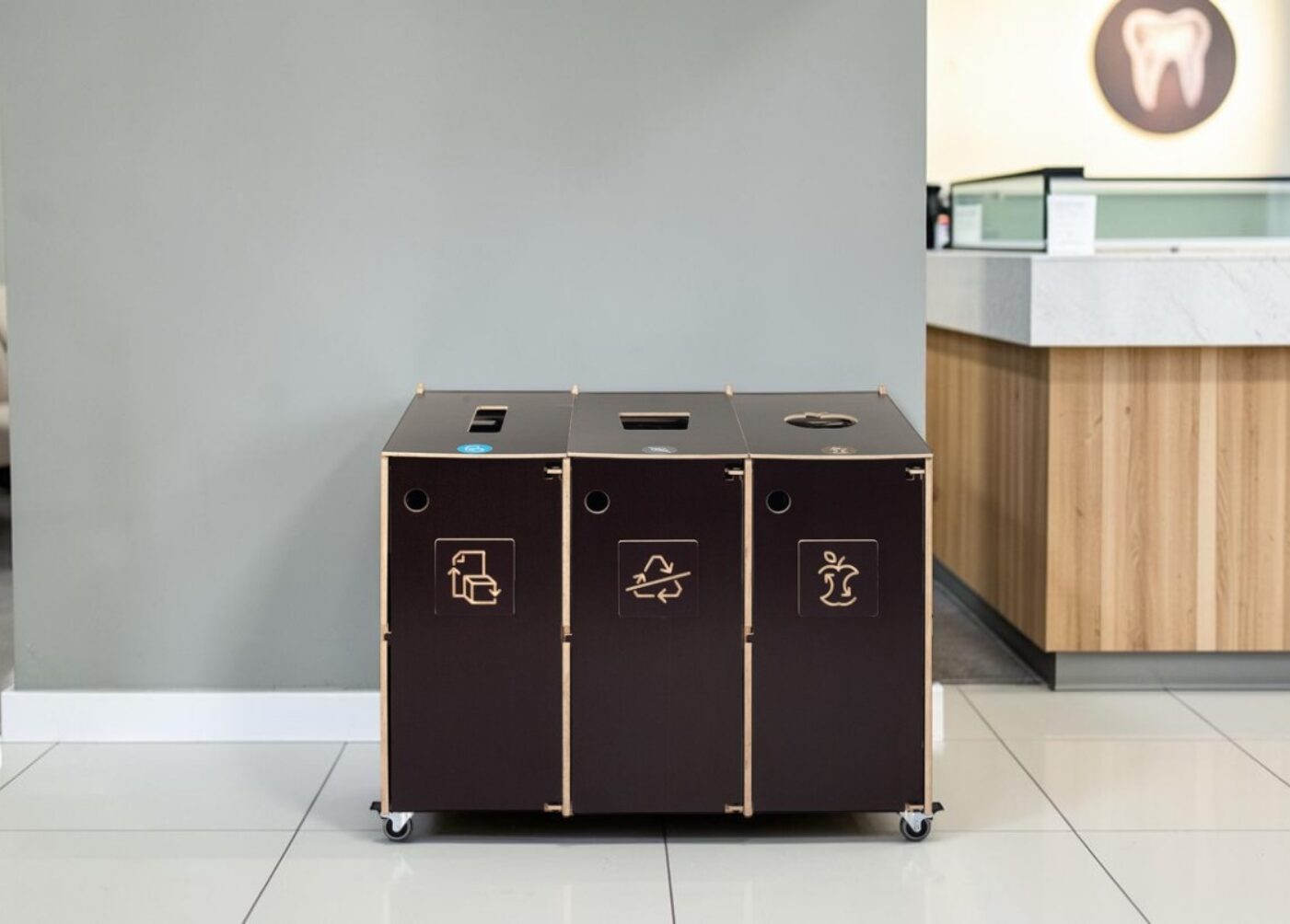 Dental Office Recycling Bin for Waste Sorting in dental clinics, treatment rooms and healthcare facilities.