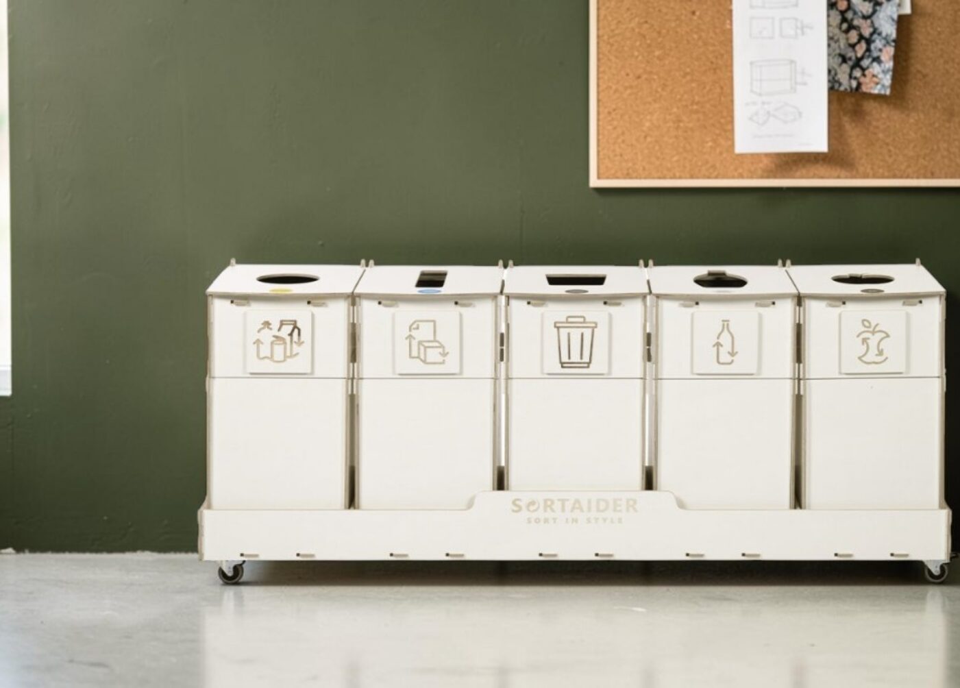 Design Studio Recycling Bin for Waste Sorting in design studios, creative workspaces and production studios.