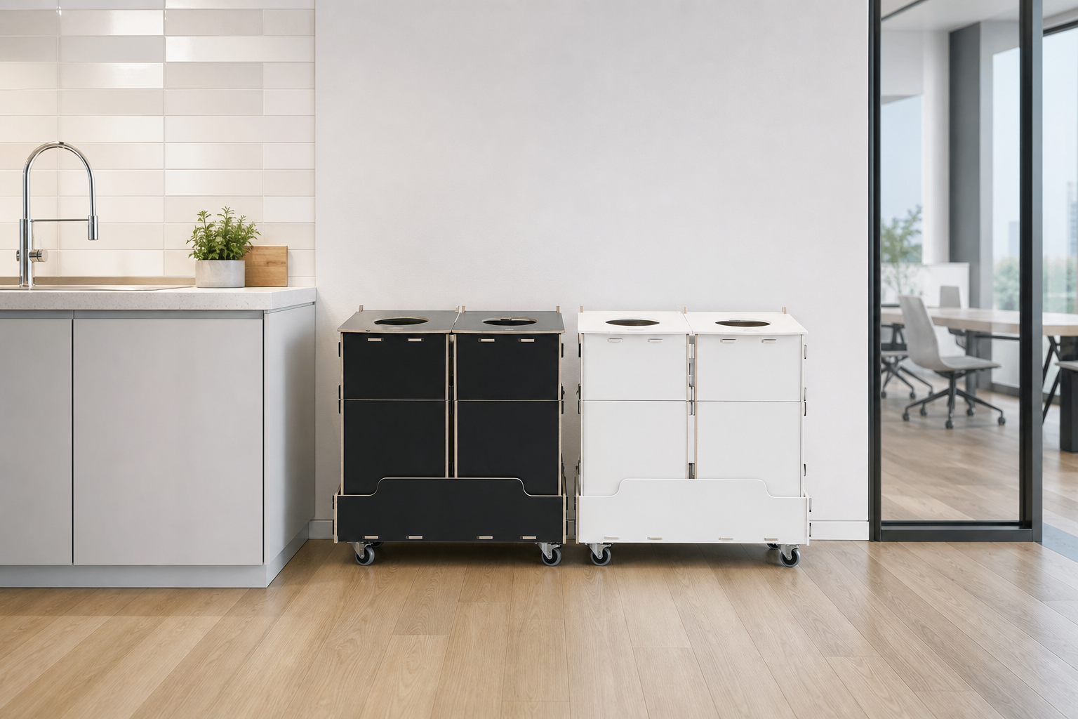 Right-sized workplace recycling bins