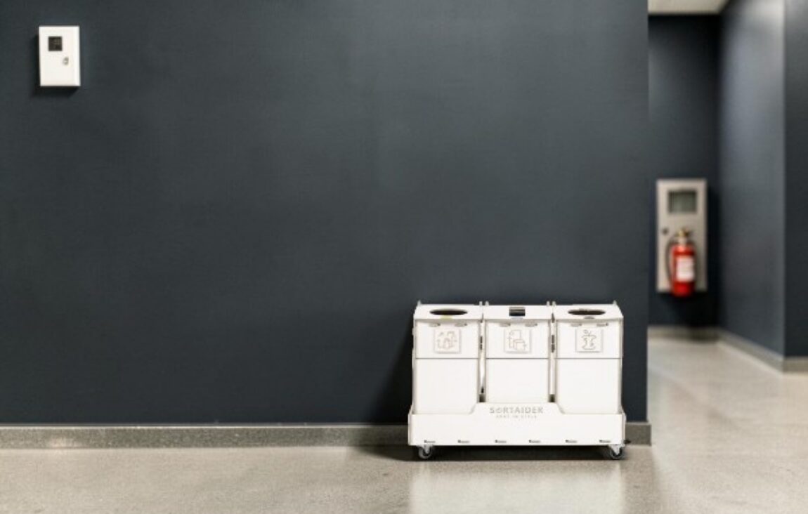 Hallway Recycling Bin for efficient waste sorting in office hallways, corridors and shared circulation areas.